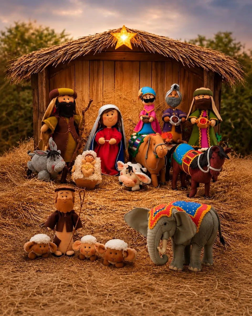 Pesebre de fieltro artesanal
